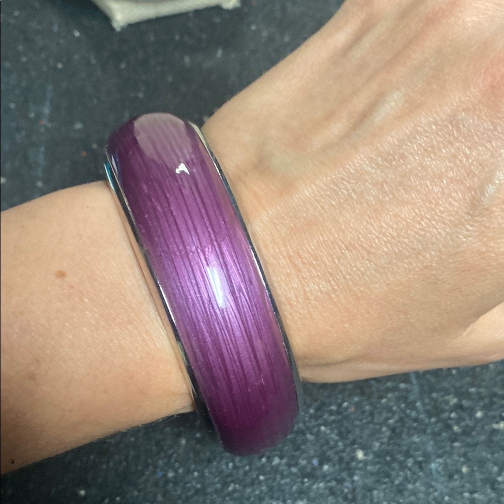 Purple and Silver Bangle Bracelet